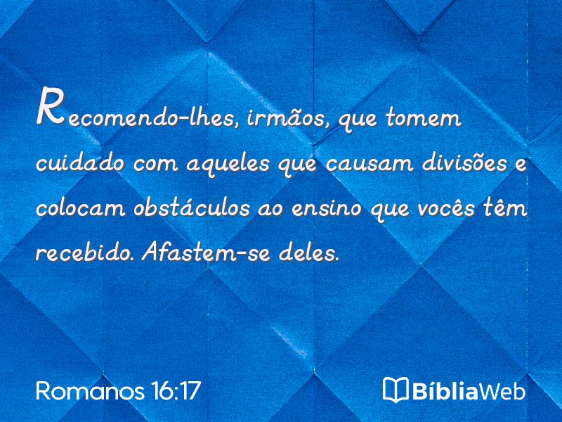 Romanos 16:17 em imagem para compartilhar