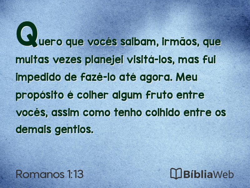 Romanos 1:13 em imagem para compartilhar