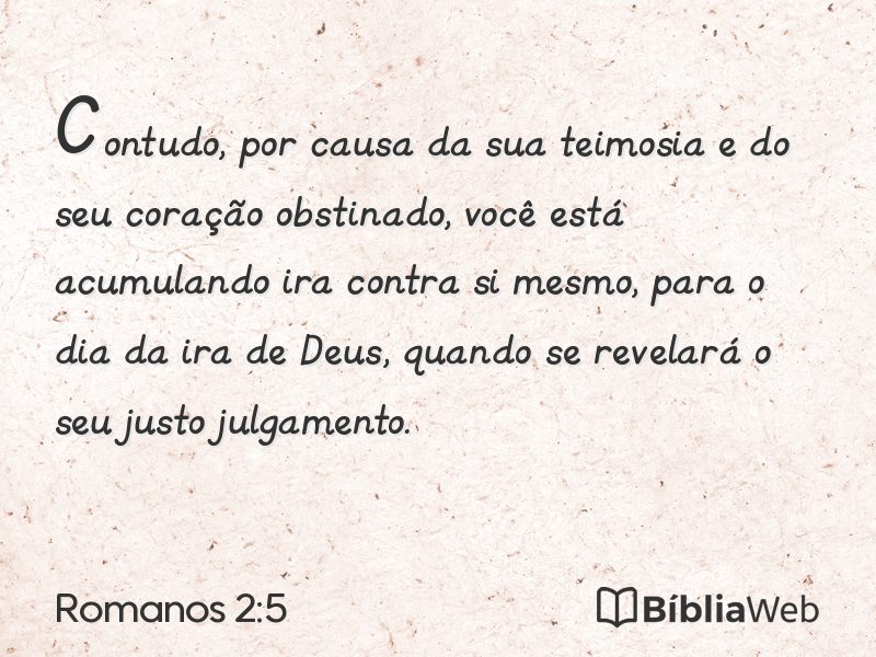 Romanos 2:5 em imagem para compartilhar