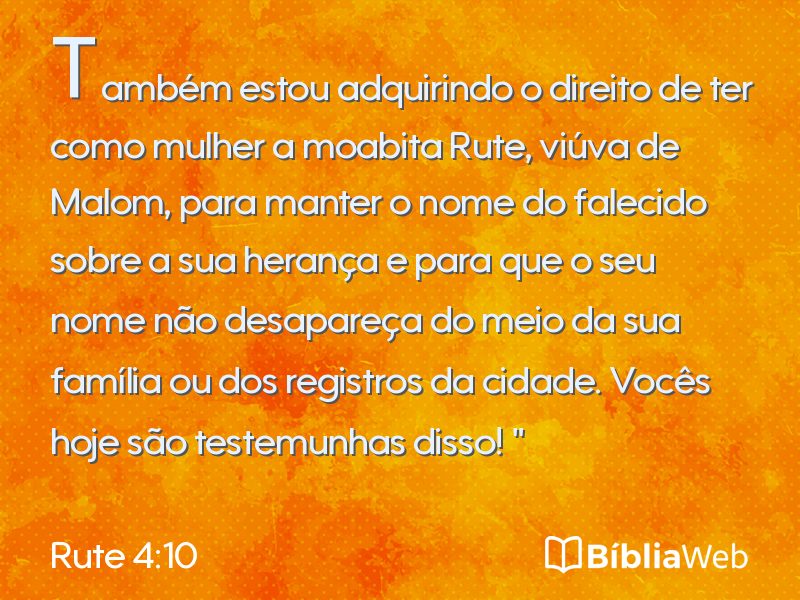 Rute 4:10 em imagem para compartilhar