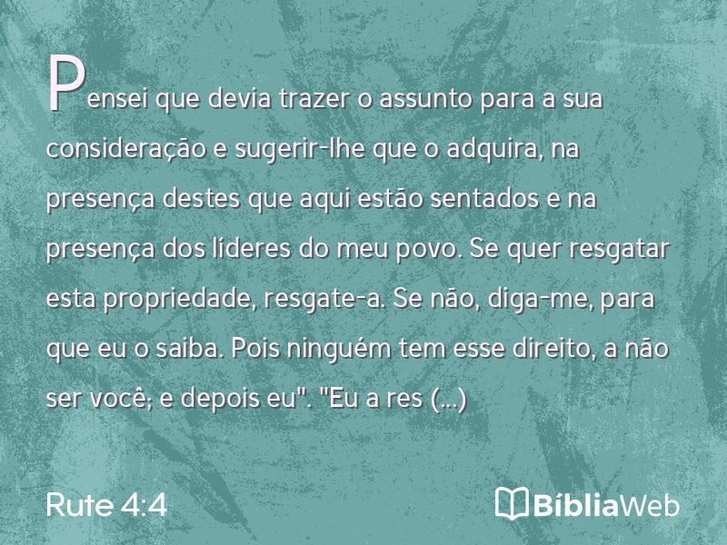 Rute 4:4 em imagem para compartilhar