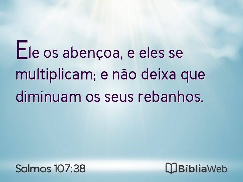 Salmos 107:38 em imagem para compartilhar