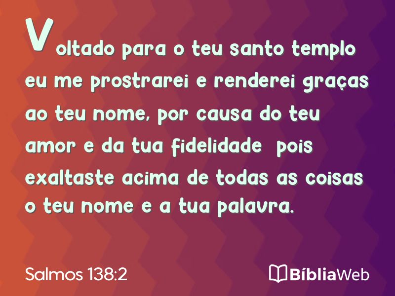 Salmos 138:2 em imagem para compartilhar