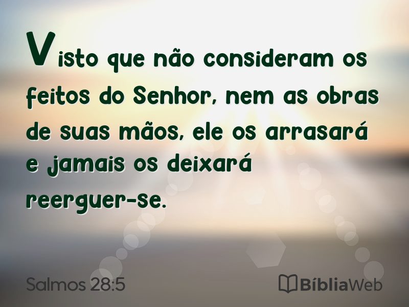 Salmos 28:5 em imagem para compartilhar