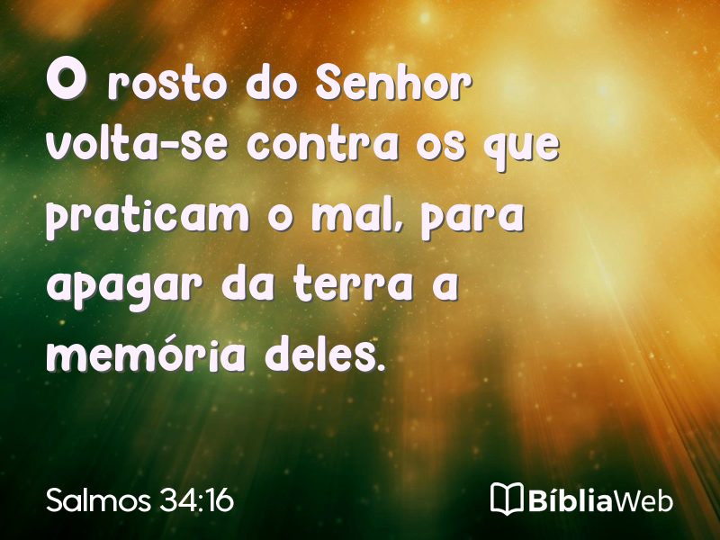 Salmos 34:16 em imagem para compartilhar