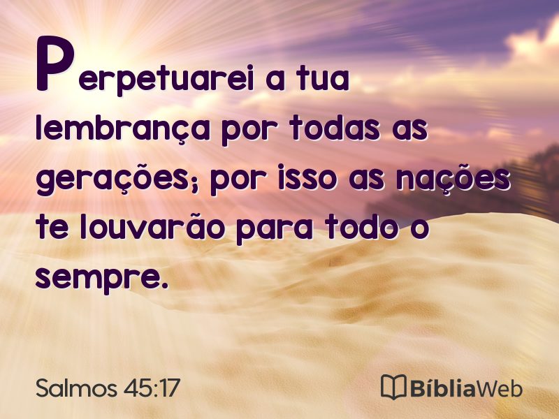 Salmos 45:17 em imagem para compartilhar