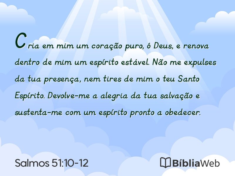 Salmos 51:10-12 em imagem para compartilhar