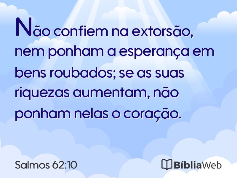 Salmos 62:10 em imagem para compartilhar