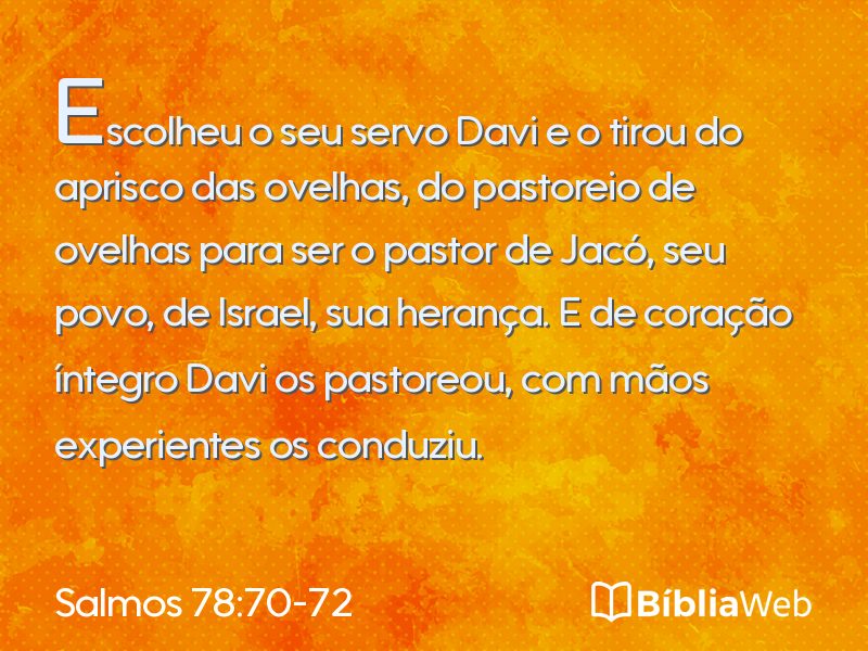 Salmos 78:70-72 em imagem para compartilhar