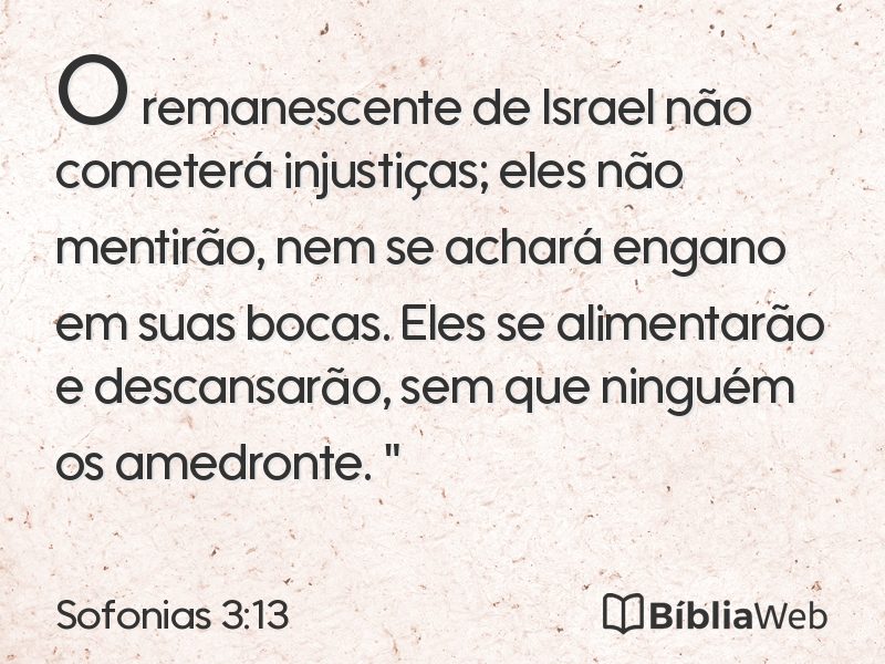 Sofonias 3:13 em imagem para compartilhar