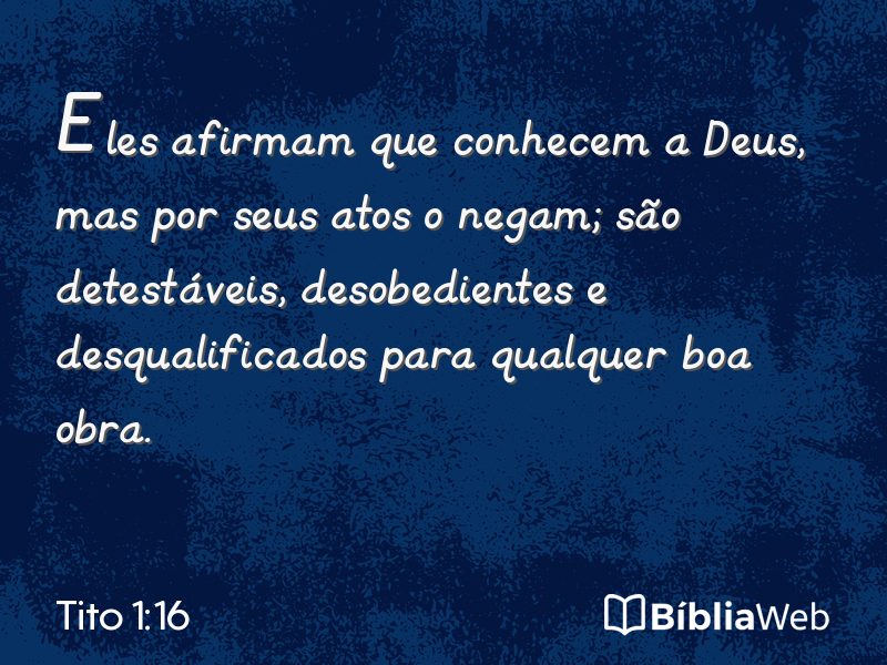 Tito 1:16 em imagem para compartilhar