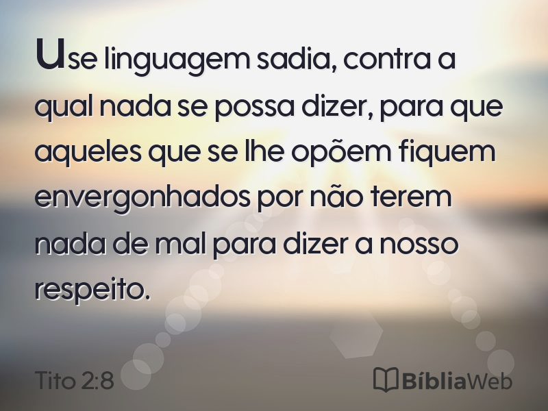 Tito 2:8 em imagem para compartilhar