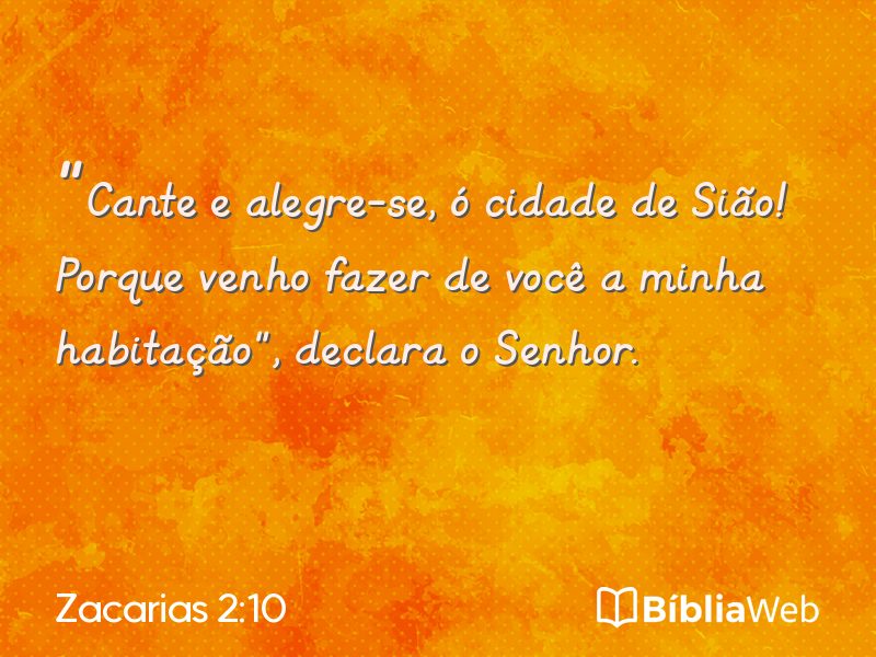 Zacarias 2:10 em imagem para compartilhar