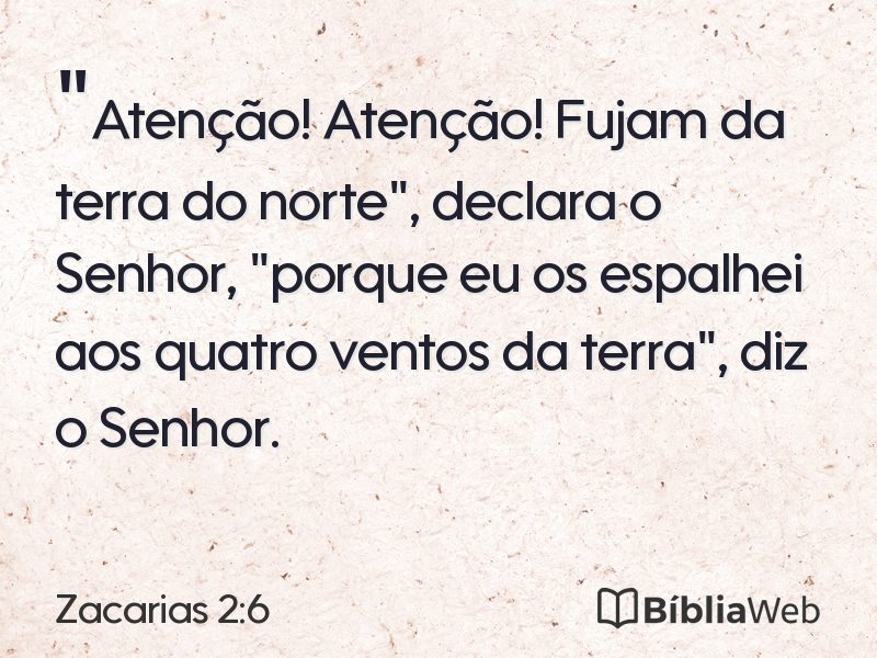 Zacarias 2:6 em imagem para compartilhar
