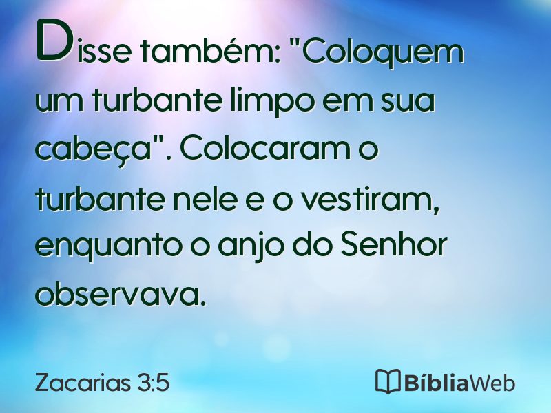 Zacarias 3:5 em imagem para compartilhar
