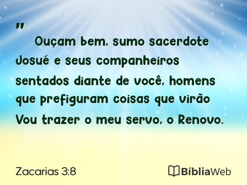 Zacarias 3:8 em imagem para compartilhar