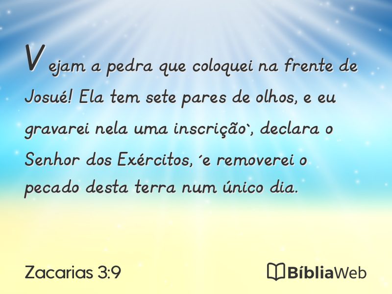 Zacarias 3:9 em imagem para compartilhar