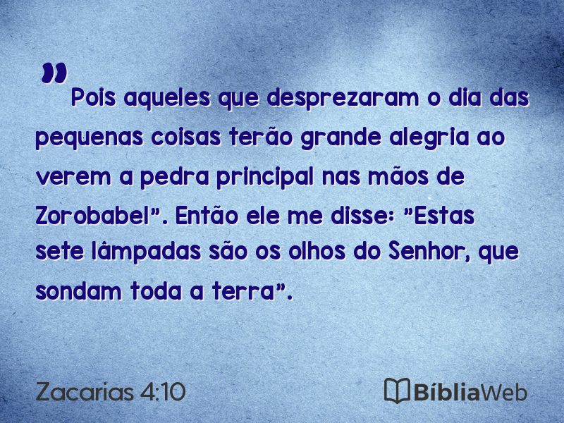 Zacarias 4:10 em imagem para compartilhar
