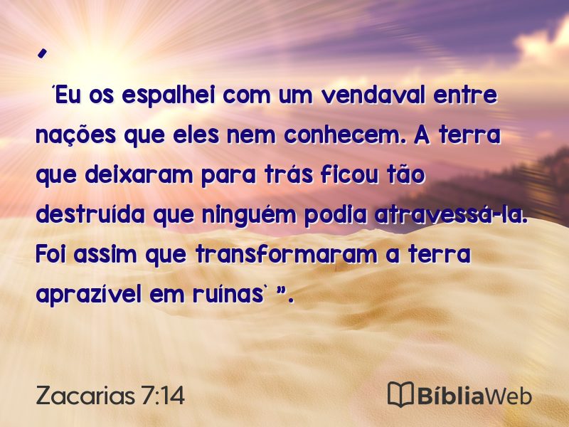 Zacarias 7:14 em imagem para compartilhar