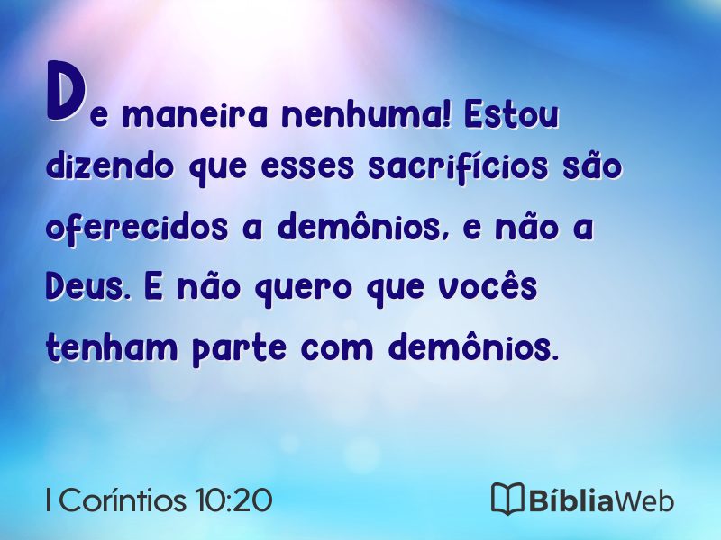 I Coríntios 10:20 em imagem para compartilhar