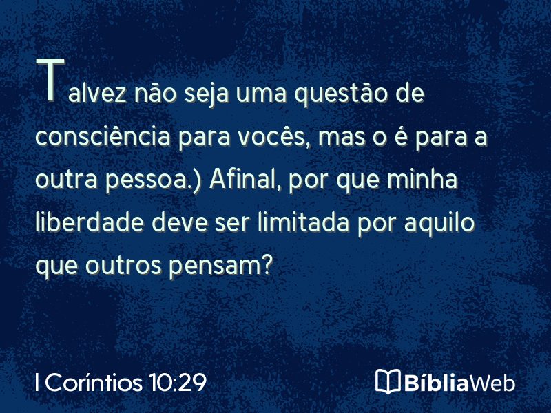 I Coríntios 10:29 em imagem para compartilhar