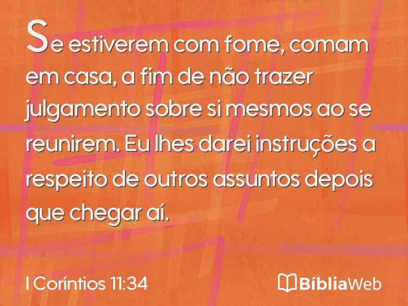I Coríntios 11:34 em imagem para compartilhar