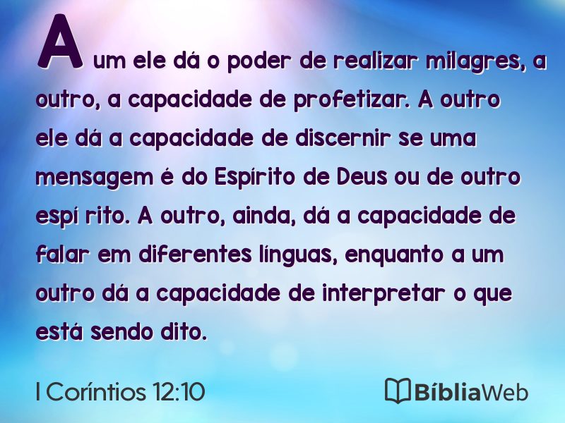 I Coríntios 12:10 em imagem para compartilhar