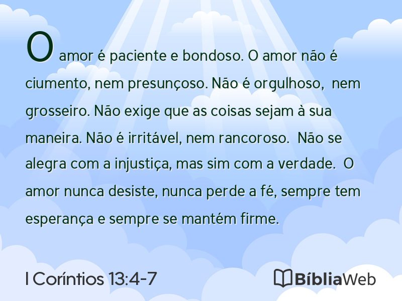 I Coríntios 13:4-7 em imagem para compartilhar