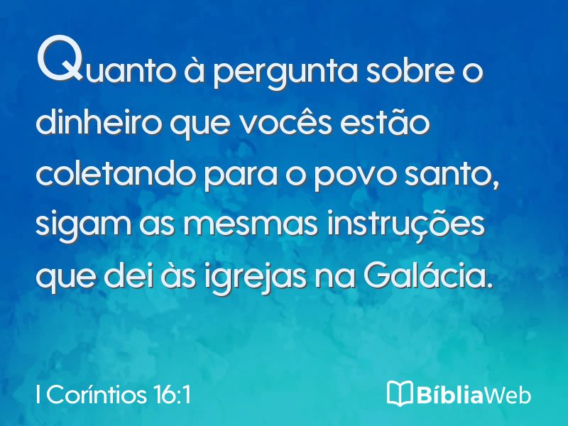 I Coríntios 16:1 em imagem para compartilhar