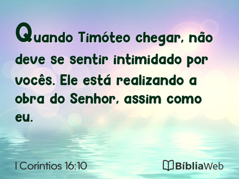 I Coríntios 16:10 em imagem para compartilhar