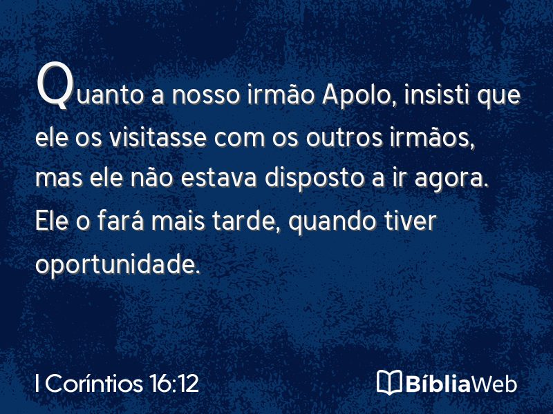 I Coríntios 16:12 em imagem para compartilhar