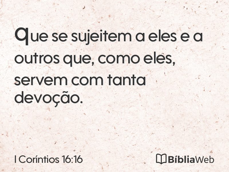 I Coríntios 16:16 em imagem para compartilhar