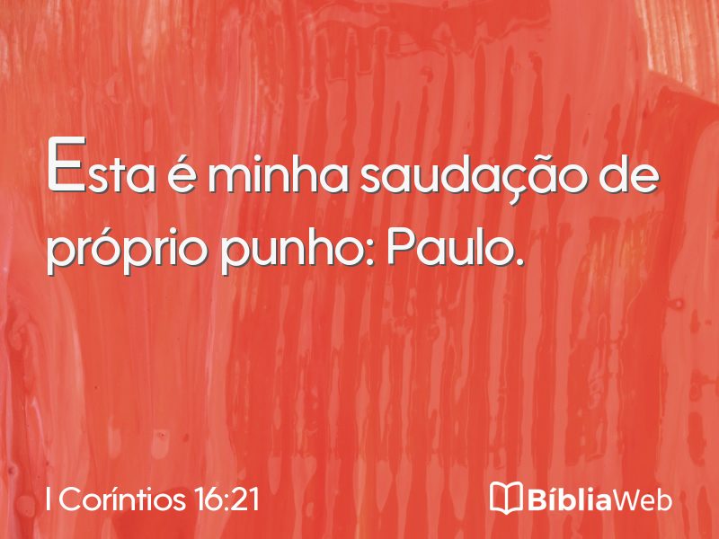 I Coríntios 16:21 em imagem para compartilhar