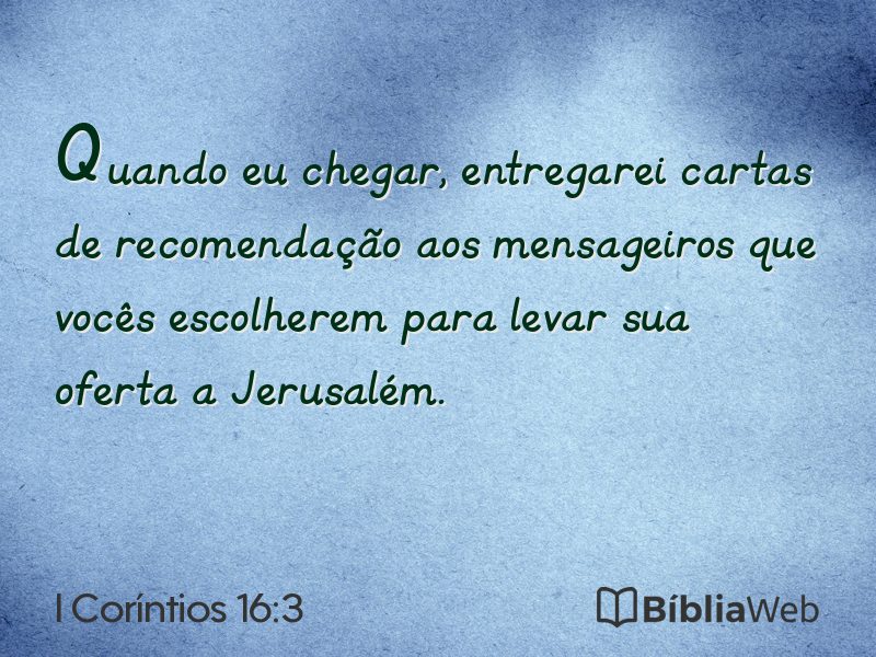 I Coríntios 16:3 em imagem para compartilhar