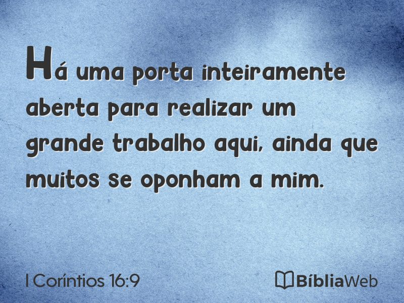 I Coríntios 16:9 em imagem para compartilhar