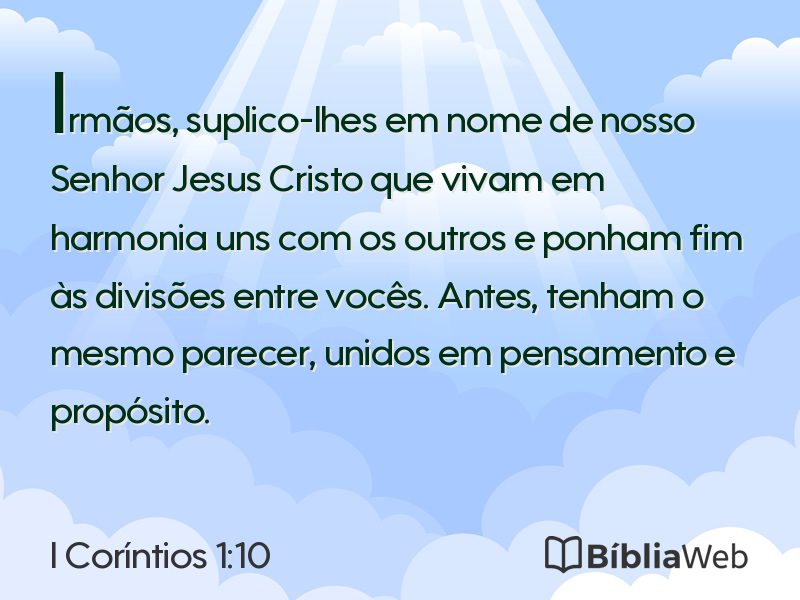I Coríntios 1:10 em imagem para compartilhar
