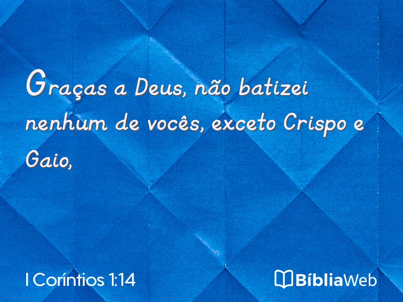 I Coríntios 1:14 em imagem para compartilhar