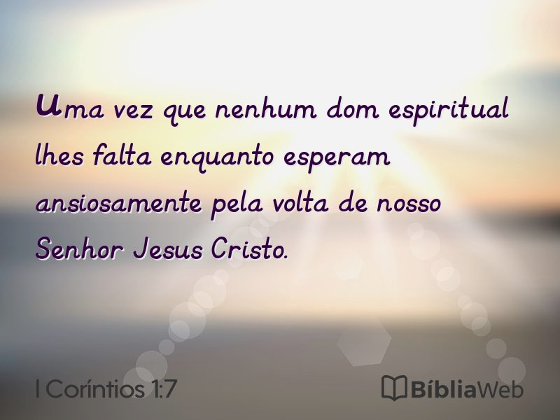 I Coríntios 1:7 em imagem para compartilhar