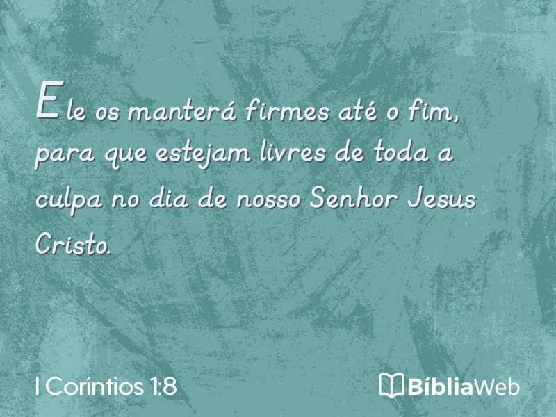 I Coríntios 1:8 em imagem para compartilhar