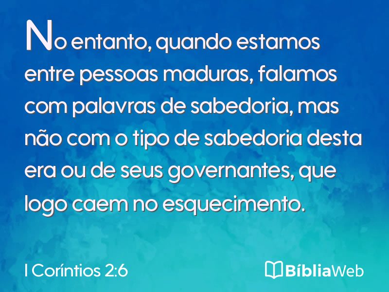 I Coríntios 2:6 em imagem para compartilhar