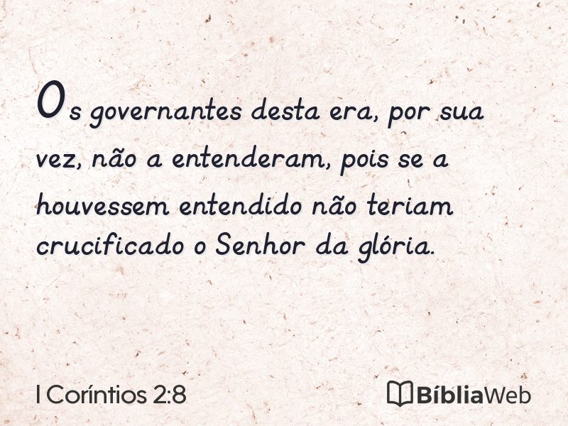 I Coríntios 2:8 em imagem para compartilhar