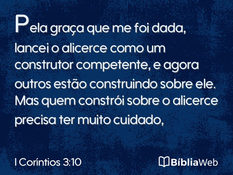 I Coríntios 3:10 em imagem para compartilhar