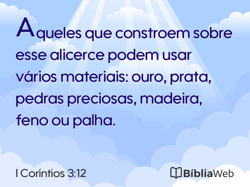 I Coríntios 3:12 em imagem para compartilhar