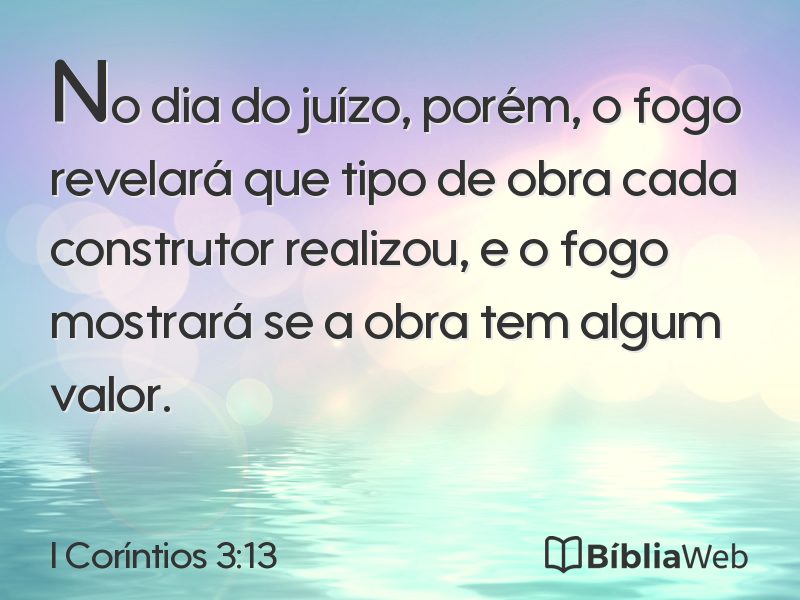 I Coríntios 3:13 em imagem para compartilhar