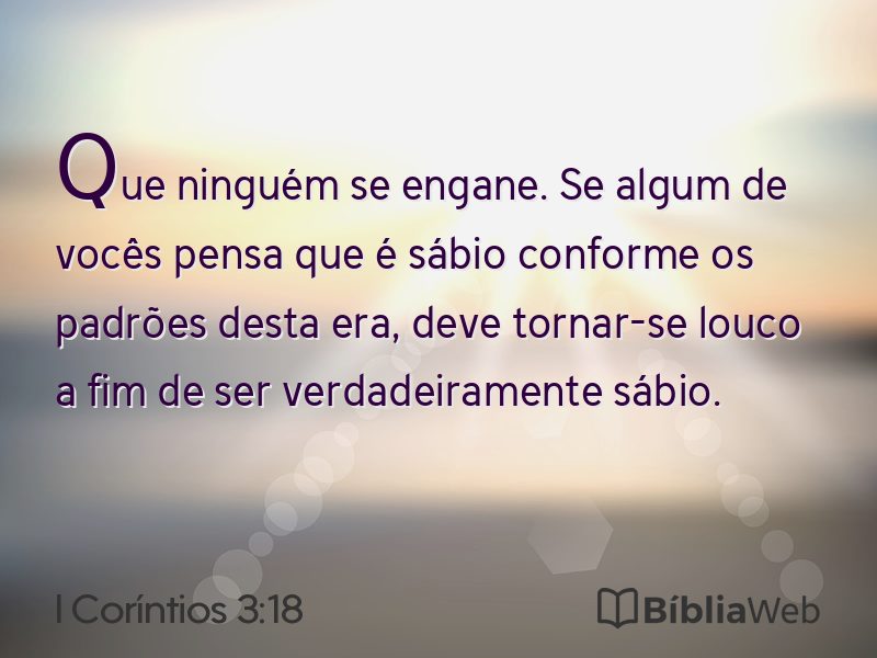 I Coríntios 3:18 em imagem para compartilhar