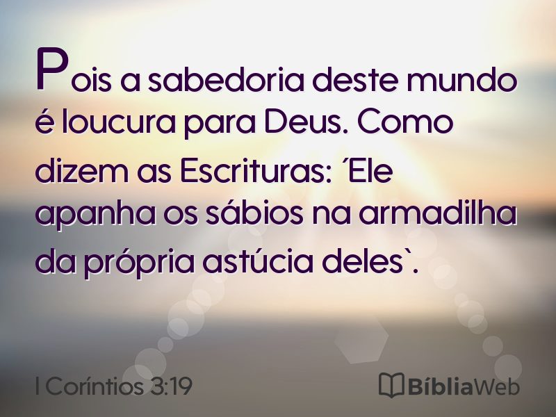 I Coríntios 3:19 em imagem para compartilhar