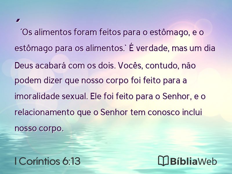 I Coríntios 6:13 em imagem para compartilhar