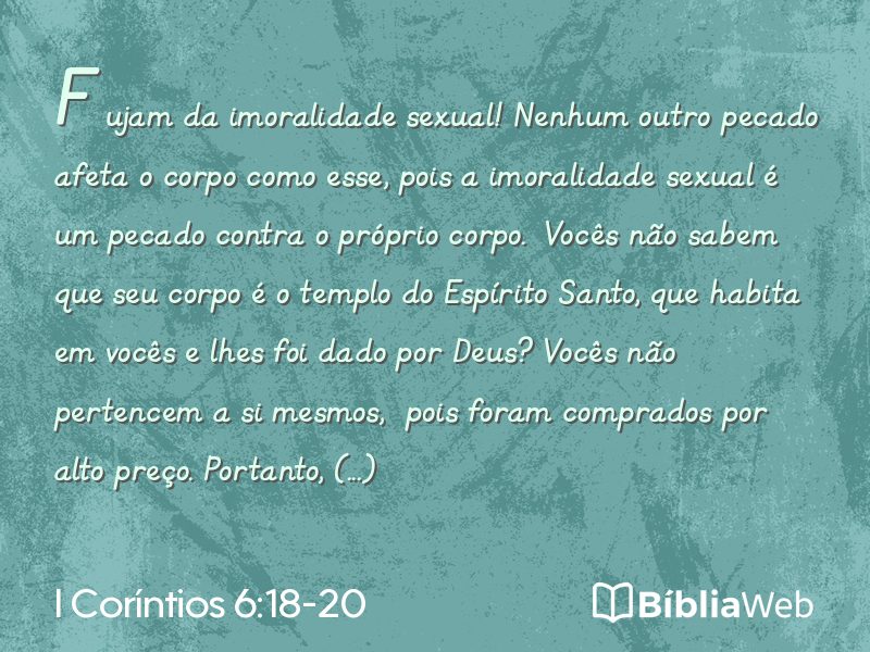 I Coríntios 6:18-20 em imagem para compartilhar