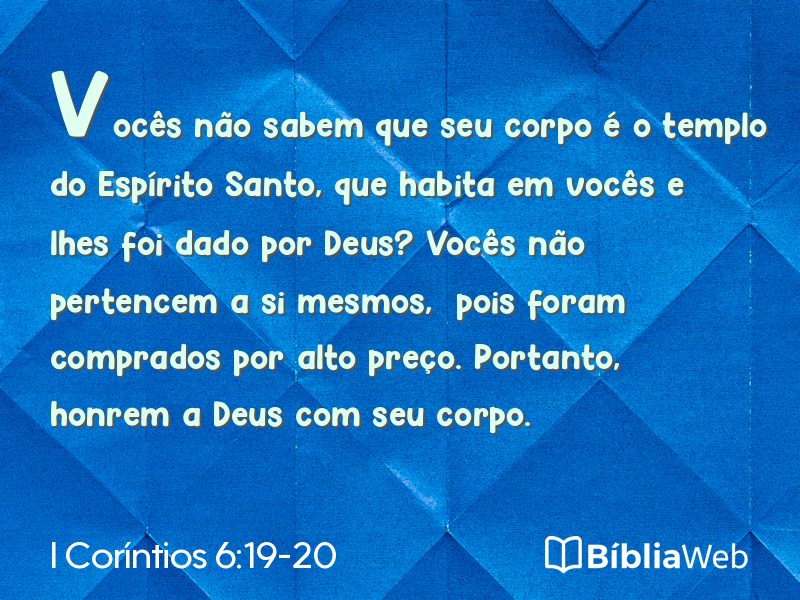 I Coríntios 6:19-20 em imagem para compartilhar