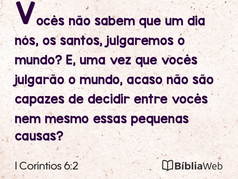 I Coríntios 6:2 em imagem para compartilhar